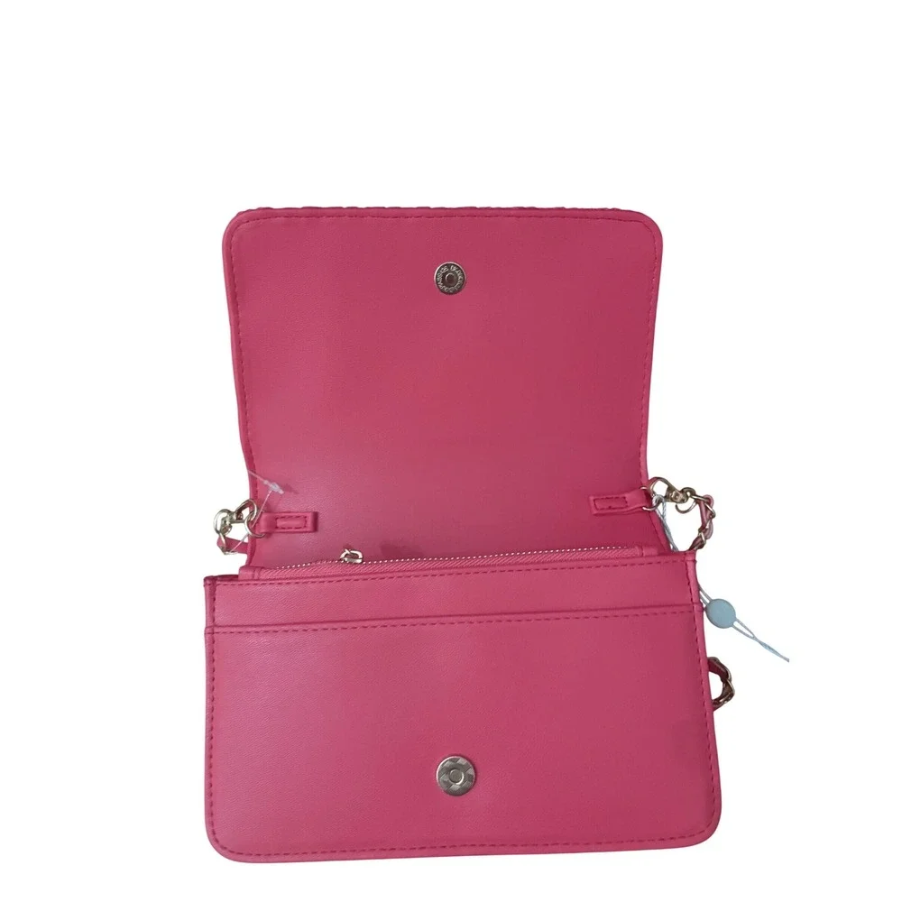 Valentino Orlandi Bag Womens Crossbody Small Pink Leather Quilted Gold Italy NEW